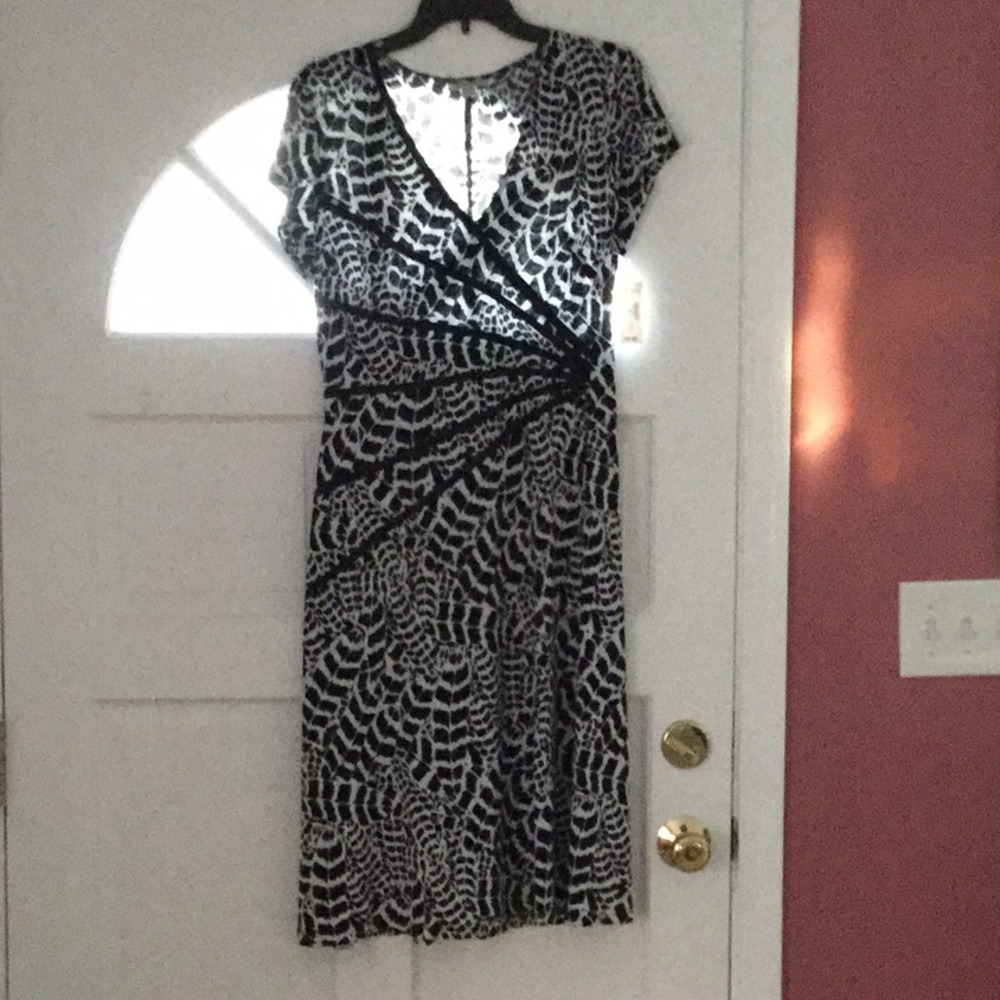 Black and white print dress.